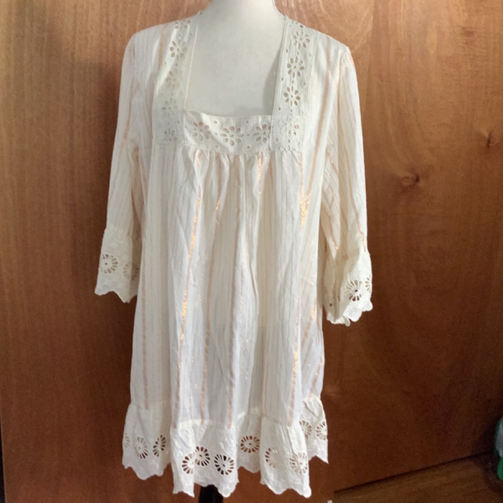 NWT NA00 NATION AK OUTFITS PLUS 2X IVORY BLOUSE TUNIC MINIDRESS GOLDEN STRIPES - Picture 3 of 16